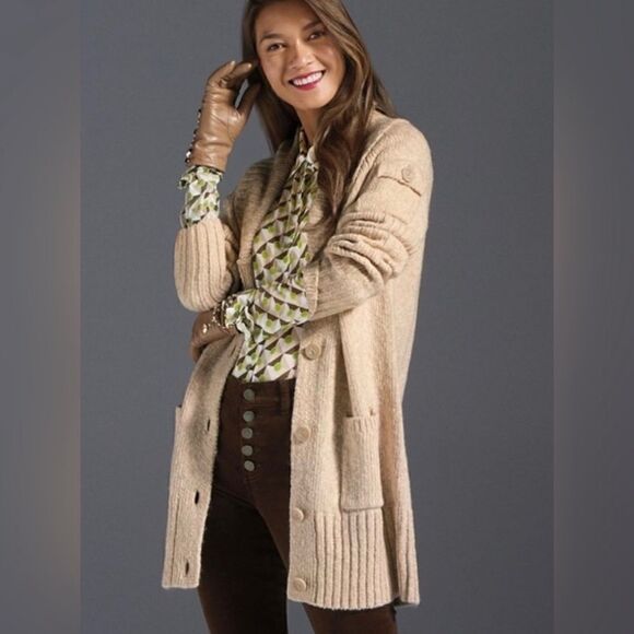 Cabi Steady Cardigan Sweater Tan Beige - Picture 1 of 10